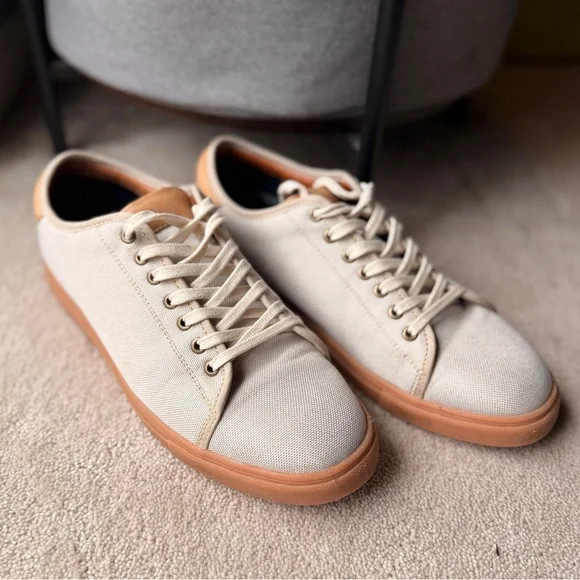 Portland Leather - Patina Canvas & Leather Low Top Sneakers 9.5 Tan & Brown - Picture 1 of 7